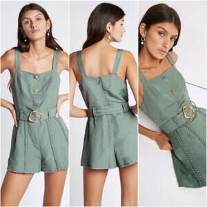 Aje $445 Estate Belted Playsuit Romper in Palm Green
